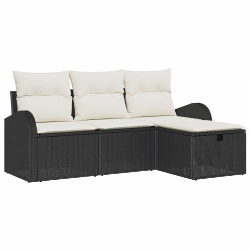 Vrtna garnitura - 4-dijelni set vrtnih sofa s jastucima crni poli ratan Cijena