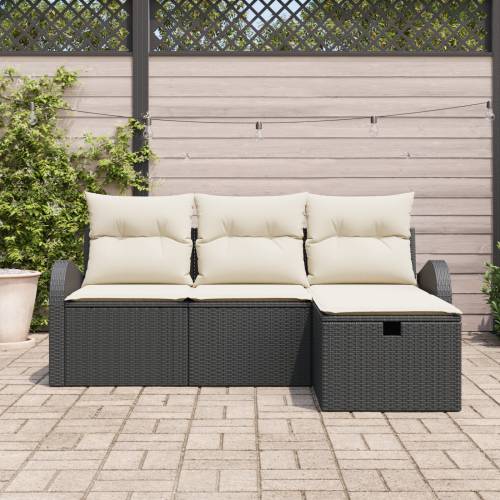 Vrtna garnitura - 4-dijelni set vrtnih sofa s jastucima crni poli ratan Cijena