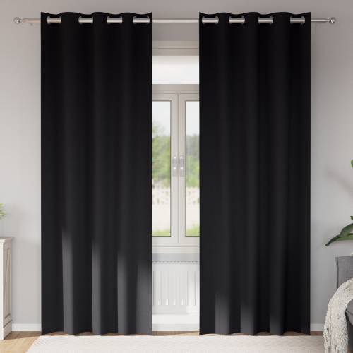 Zavjese sa zavjesama 2 pcs Crna 225 x 140 cm Poliester Cijena