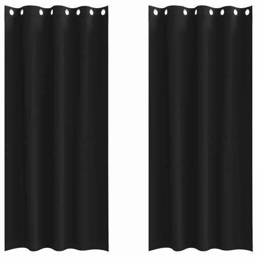Zavjese sa zavjesama 2 pcs Crna 260 x 140 cm Poliester Cijena