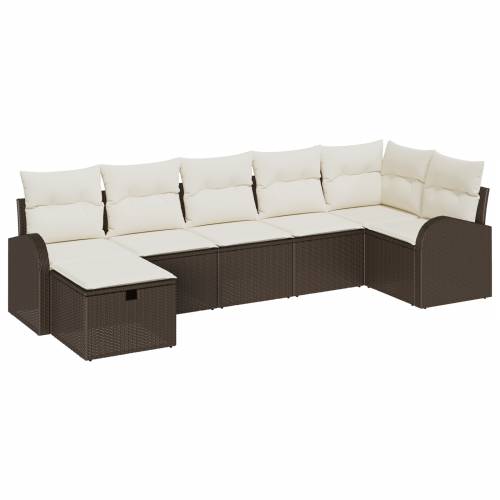 set vrtnih sofa od 7 dijelova s jastučićima smeđi poli ratan Cijena