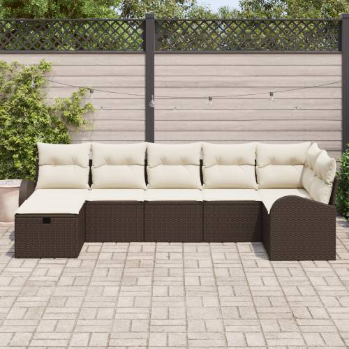 set vrtnih sofa od 7 dijelova s jastučićima smeđi poli ratan Cijena