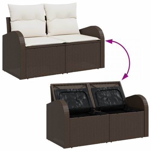 set vrtnih sofa od 7 dijelova s jastučićima smeđi poli ratan Cijena
