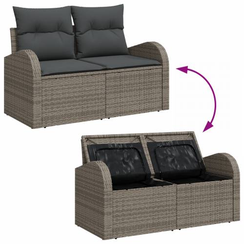 8-dijelni set sofe za vrt s jastučićima sivi poly rattan Cijena