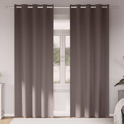 Zavjese sa zavjesama 2 pcs Tamno smeđa 260 x 140 cm Poliester Cijena