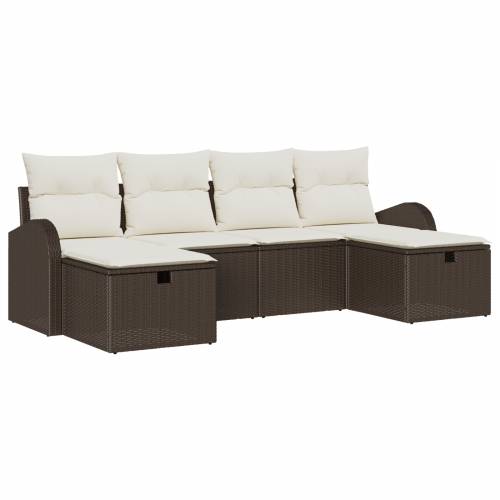 Vrtna garnitura - 6-dijelni set vrtnih sofa s jastučićima smeđi poli ratan Cijena