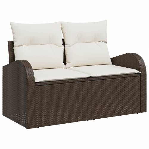 Vrtna garnitura - 6-dijelni set vrtnih sofa s jastučićima smeđi poli ratan Cijena