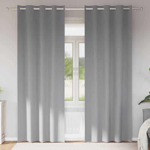 Zavjese sa zavjesama 2 pcs Svjetlosiva 225 x 140 cm Poliester Cijena