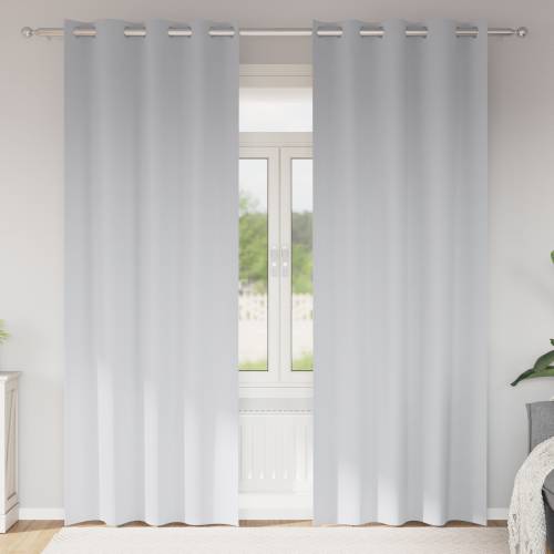 Zavjese sa zavjesama 2 pcs Svijetlo siva 225 x 140 cm Poliester Cijena