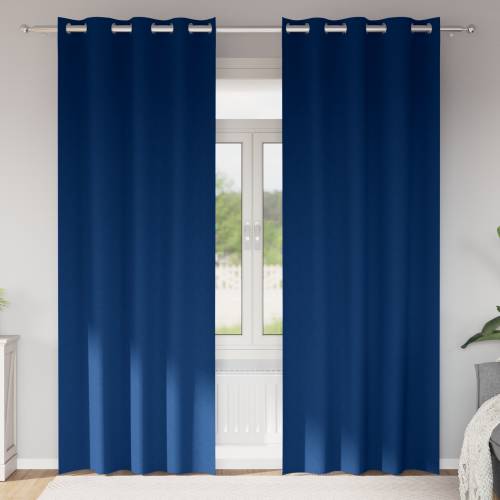 Zavjese sa zavjesama 2 pcs Tamno plava 260 x 140 cm Poliester Cijena