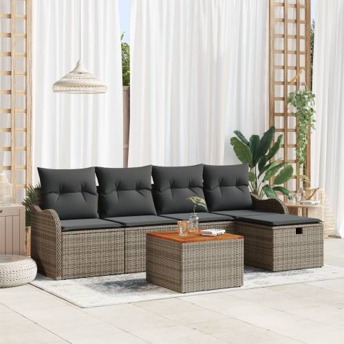 Set od 6 dijelova vrtnih sofas s jastucima sivi poli ratan Cijena