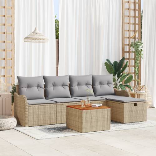 6 komada vrtna sofa set s jastučićima bež poli ratan Cijena