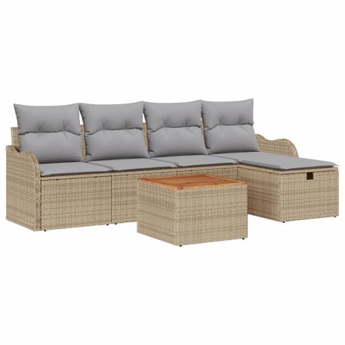 6 komada vrtna sofa set s jastučićima bež poli ratan Cijena
