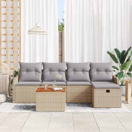 6 komada vrtna sofa set s jastučićima bež poli ratan Cijena