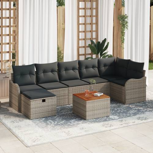 8 kom Set vrtnih sofa s jastučićima Siva Poli Ratan Cijena