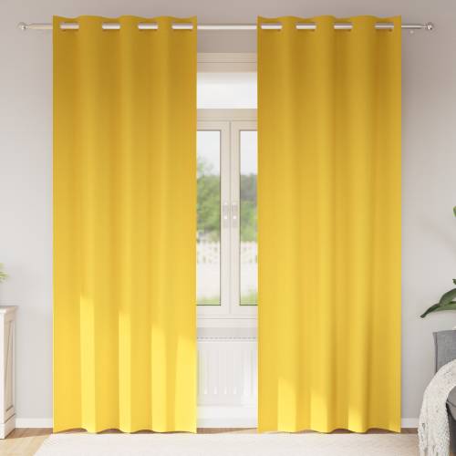 Zavjese 2 pcs žuta boja senfa 260 x 140 cm Poliester Cijena