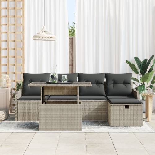 6-dijelni vrtni sofa set sa jastučićima svjetlosiva poly rattan Cijena