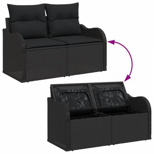set od 6 komada vrtnih sofa s jastučićima Crni poli ratan Cijena