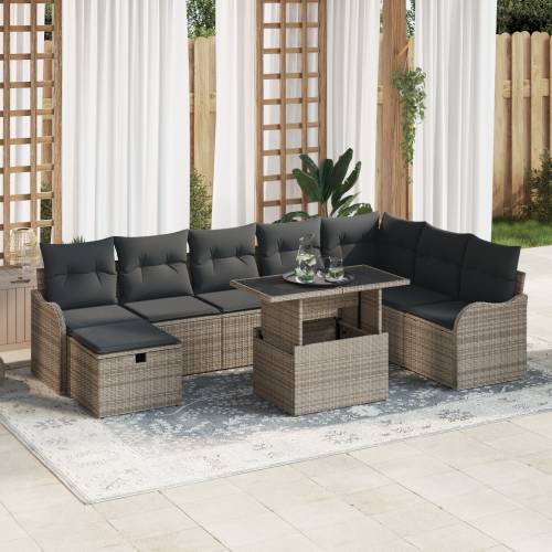 9 Dio Vrtna Sofa Set s Jastucima Siva Poli Ratan Cijena
