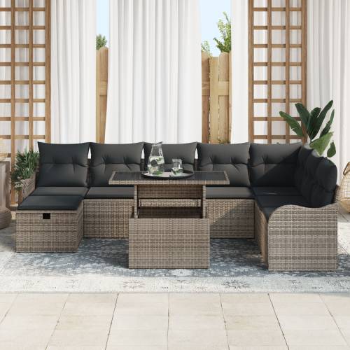 9 Dio Vrtna Sofa Set s Jastucima Siva Poli Ratan Cijena