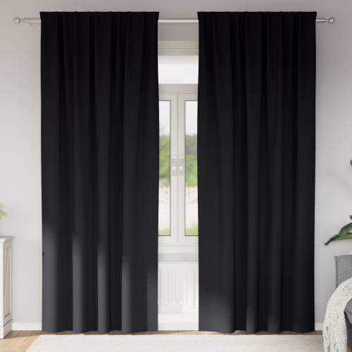 Zavjese sa zavjesama 2 pcs Crna 260 x 140 cm Poliester Cijena