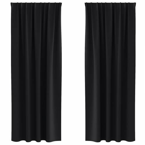 Zavjese sa zavjesama 2 pcs Crna 260 x 140 cm Poliester Cijena