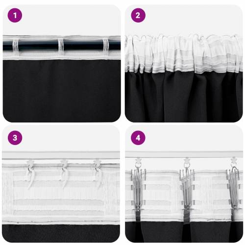 Zavjese sa zavjesama 2 pcs Crna 260 x 140 cm Poliester Cijena