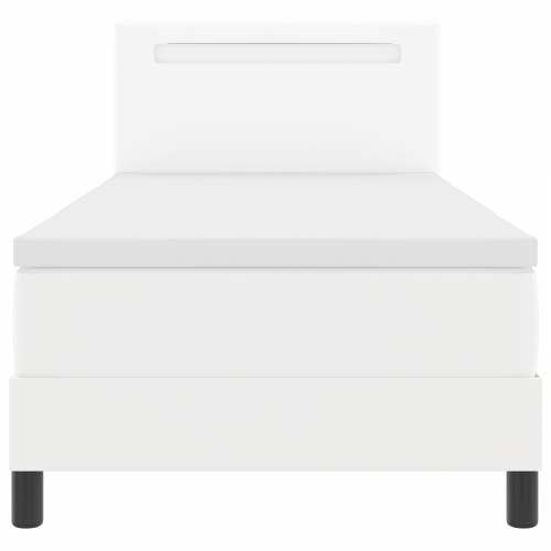 Box Spring krevet s madracem u bijeloj boji, jednomjesto, umjetna koža Cijena