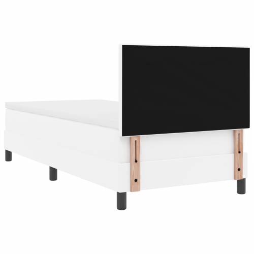 Box Spring krevet s madracem u bijeloj boji, jednomjesto, umjetna koža Cijena