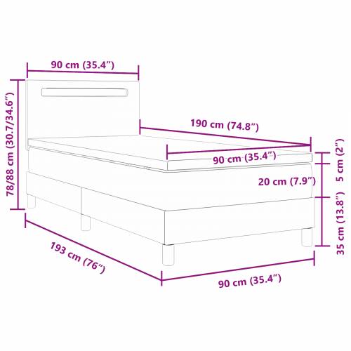 Box Spring krevet s madracem u bijeloj boji, jednomjesto, umjetna koža Cijena