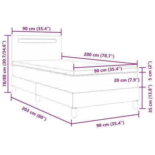 Box Spring krevet s madracem bijele boje, dimenzija 90 x 200 cm, od umjetne kože. Cijena