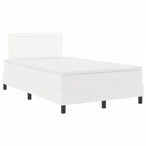 Box Spring krevet s madracem, bijela boja, 120 x 200 cm, umjetna koža Cijena
