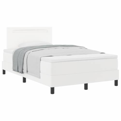 Box Spring krevet s madracem, bijela boja, 120 x 200 cm, umjetna koža Cijena