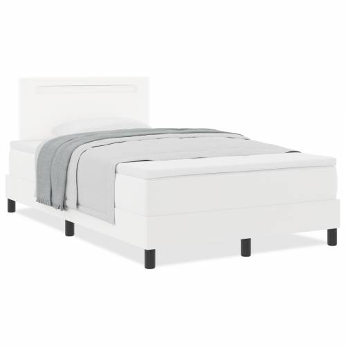 Box Spring krevet s madracem, bijela boja, 120 x 200 cm, umjetna koža Cijena