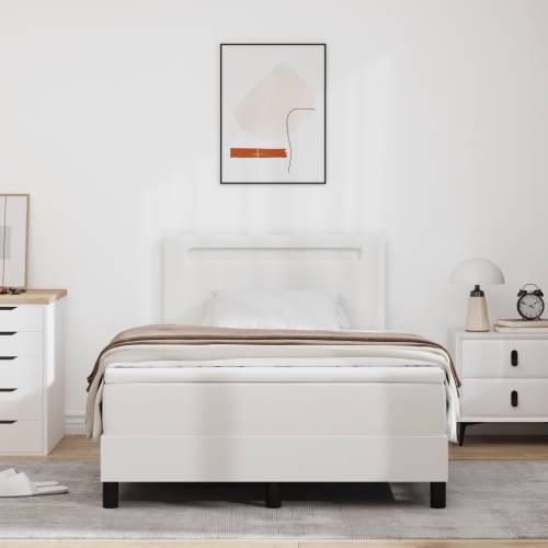 Box Spring krevet s madracem, bijela boja, 120 x 200 cm, umjetna koža Cijena