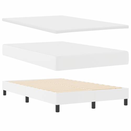 Box Spring krevet s madracem, bijela boja, 120 x 200 cm, umjetna koža Cijena