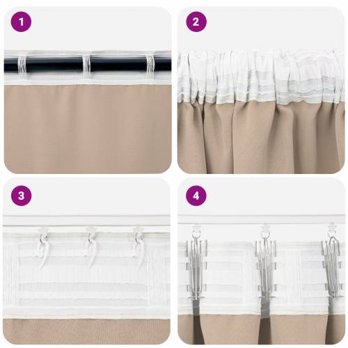 Zavjese sa zavjesama 2 pcs Sivo-smeđa 140 x 140 cm Poliester Cijena