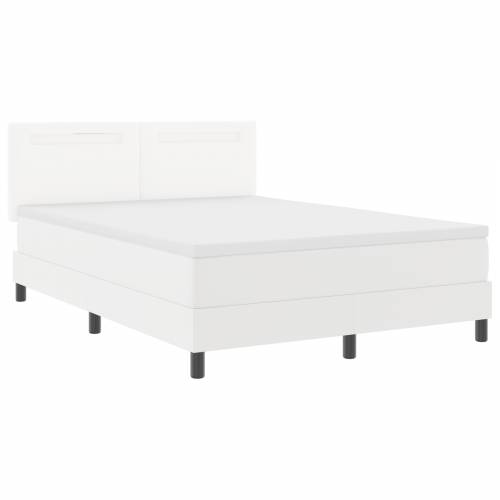 Box Spring krevet s madracem u bijeloj boji, 140 x 200 cm, izrađen od umjetne kože. Cijena