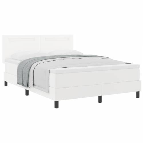 Box Spring krevet s madracem u bijeloj boji, 140 x 200 cm, izrađen od umjetne kože. Cijena