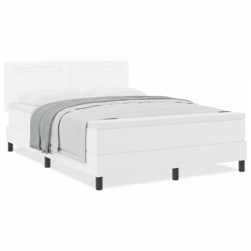 Box Spring krevet s madracem u bijeloj boji, 140 x 200 cm, izrađen od umjetne kože. Cijena