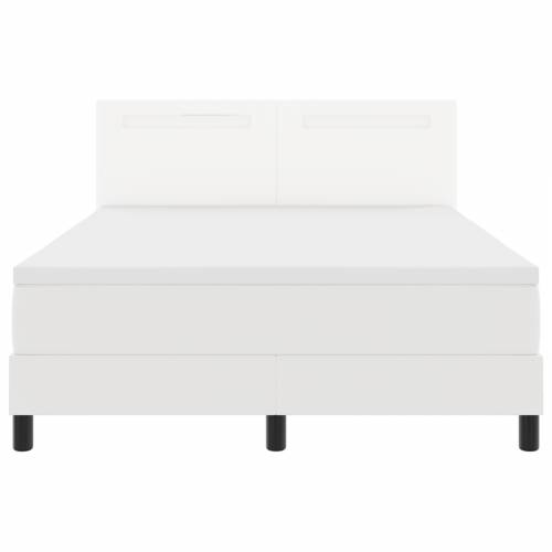 Box Spring krevet s madracem u bijeloj boji, 140 x 200 cm, izrađen od umjetne kože. Cijena