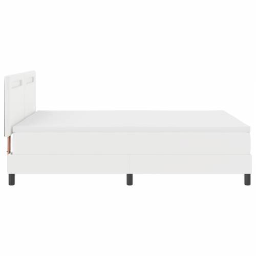 Box Spring krevet s madracem u bijeloj boji, 140 x 200 cm, izrađen od umjetne kože. Cijena