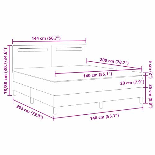 Box Spring krevet s madracem u bijeloj boji, 140 x 200 cm, izrađen od umjetne kože. Cijena