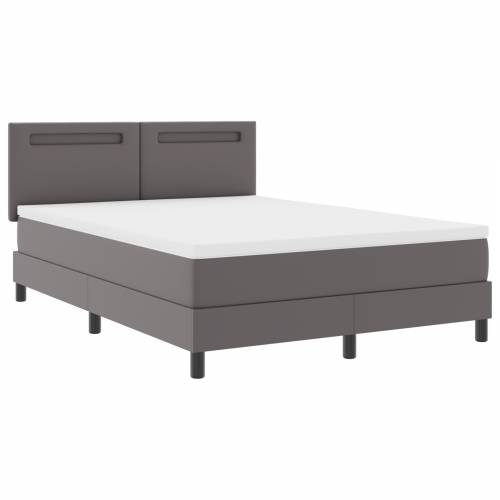 Box Spring krevet s madracem u sivoj - 140 x 200 cm, umjetna koža Cijena