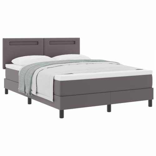 Box Spring krevet s madracem u sivoj - 140 x 200 cm, umjetna koža Cijena