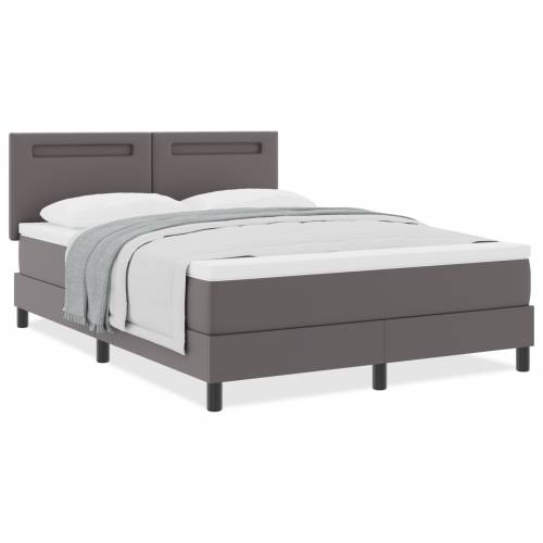 Box Spring krevet s madracem u sivoj - 140 x 200 cm, umjetna koža Cijena