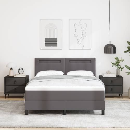 Box Spring krevet s madracem u sivoj - 140 x 200 cm, umjetna koža Cijena