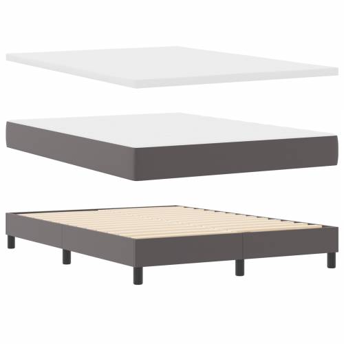 Box Spring krevet s madracem u sivoj - 140 x 200 cm, umjetna koža Cijena