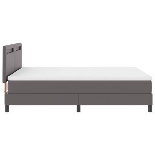 Box Spring krevet s madracem u sivoj - 140 x 200 cm, umjetna koža Cijena