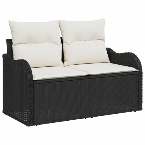7-dijelni vrtni set sofa s jastučićima crni poli ratan Cijena